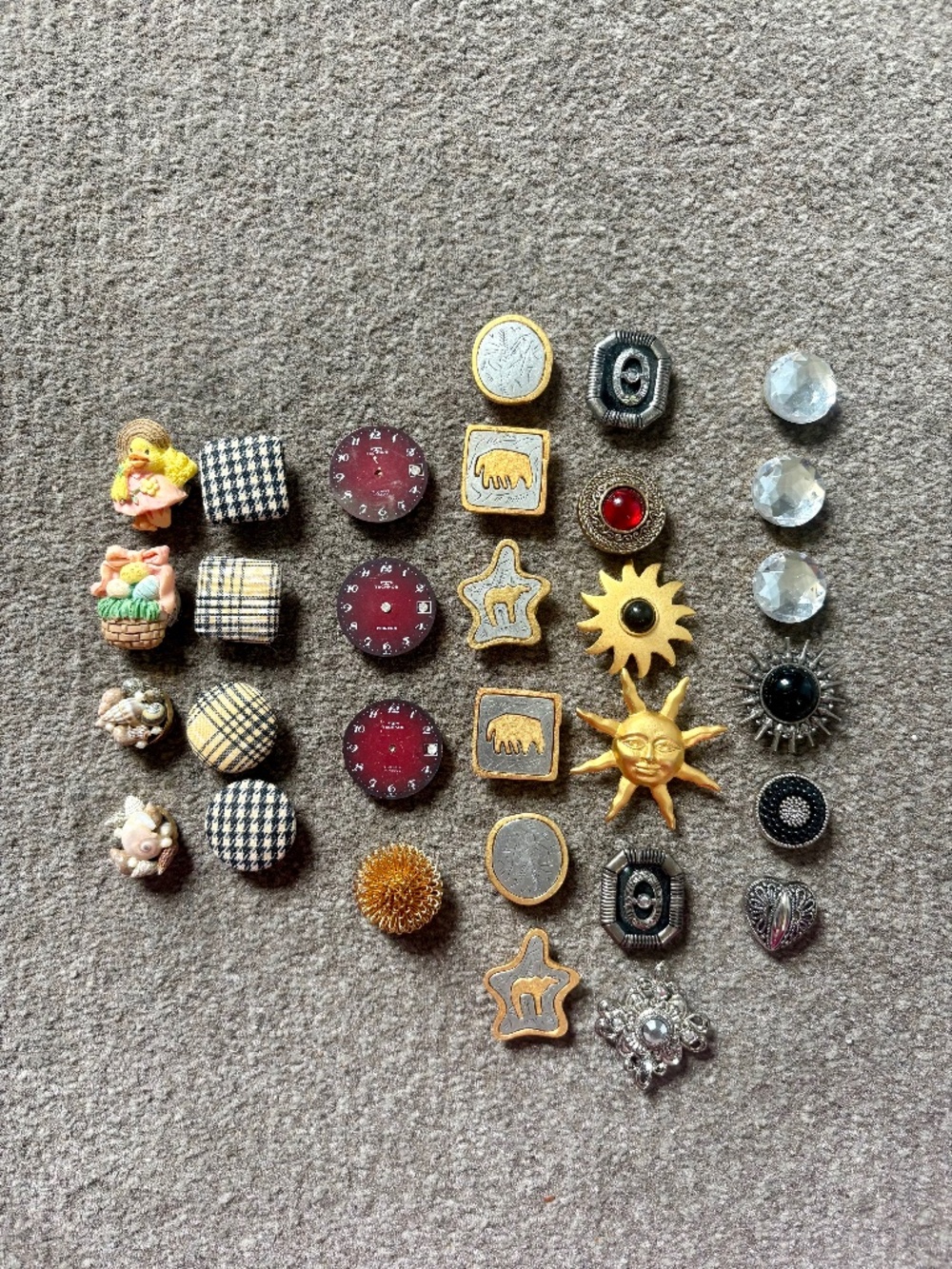 Vintage button covers-30 piece